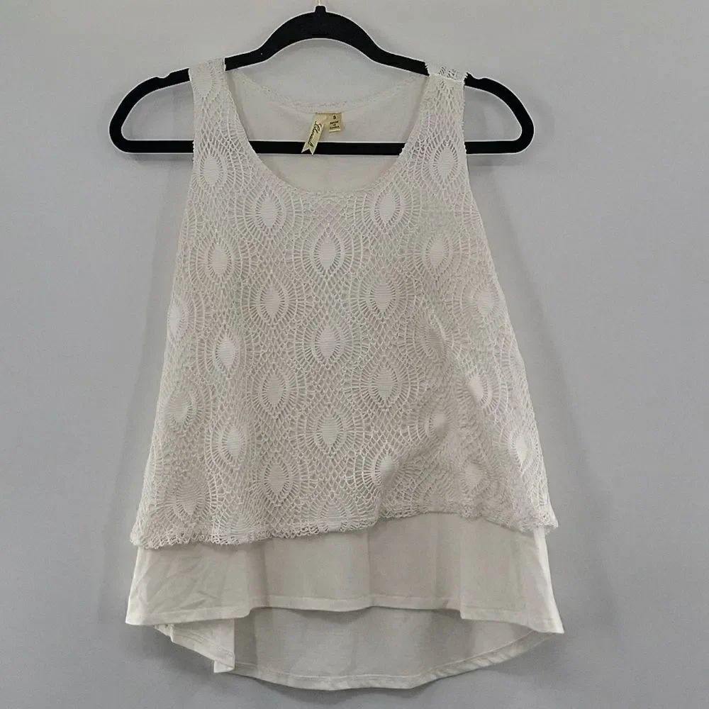 3 For$20 Chenault Cream Crochet Knit Blouse Sleeveless Size Small